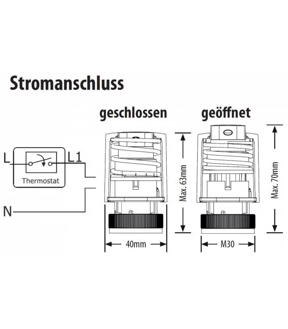 Salus Stellantrieb - stromlos geschlossen - Stellmotor T30NC -Zubehör