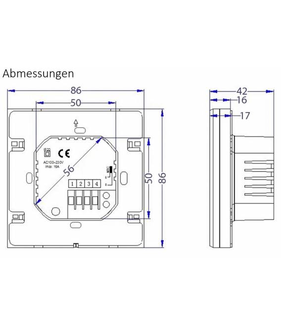 Digital Thermostat Fussbodenheizung EL06 Schwarz -Thermostat Fussbodenheizung