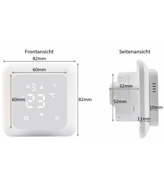 Kamerthermostaat Touch vloerverwarming 16A EL2 Wit