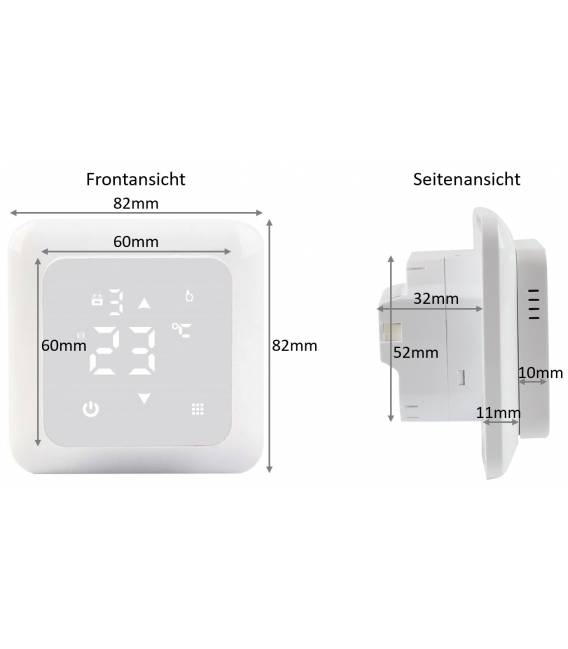 Abmessungen Digital Thermostat Fussbodenheizung Schalterprogramm