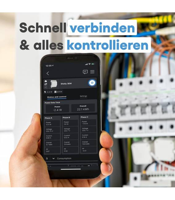 Shelly Relay 3EM Wi-Fi Electric Meter 3x120A Measuring Function