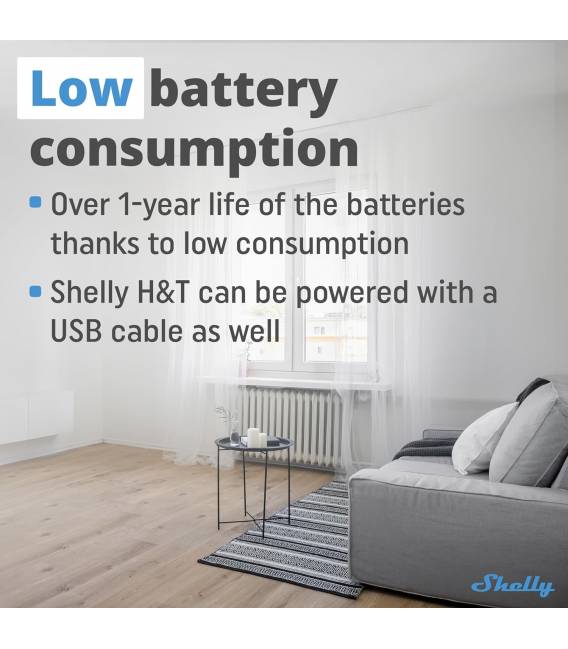 Shelly Plug&Play H&T Temperature & Humidity Sensor Wi-Fi Battery (n.e.) White
